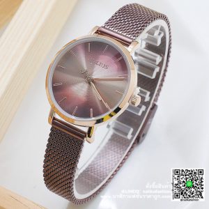 นาฬิกา Julius JA-1163 หน้าปัดกลม สีรุ้ง สายสแตนเลสสีน้ำตาล รุ่นโดนใจสาว ๆ ส่งฟรี มีบริการเก็บเงินปลายทาง