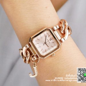 นาฬิกา Julius JA-1035 หน้าปัดเหลี่ยม พิ้งโกล-ขาว รุ่นขายดี ของแท้ รับประกัน 1 ปี