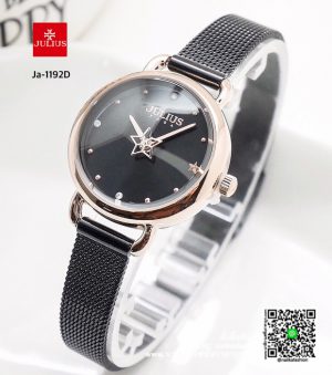 นาฬิกา Julius JA-1192 สีดำ-พิ้งโกล หน้าปัดทรงกลม หน้าปัดทรงดาว น่ารักมาก ๆ