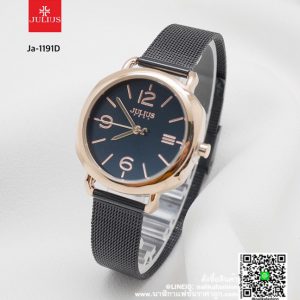 นาฬิกา Julius JA-1191 รุ่นใหม่ล่าสุด สีดำ-พิ้งโกล หน้าปัดกลม น่ารักๆ ของแท้ รับประกัน 1 ปี