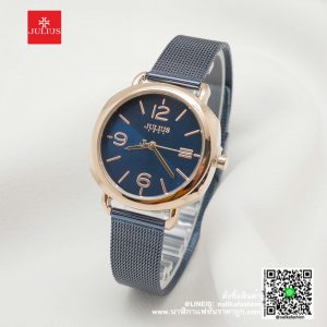 นาฬิกา Julius JA-1191 รุ่นใหม่ล่าสุด สีน้ำเงิน-พิ้งโกล หน้าปัดกลม น่ารักๆ ของแท้ รับประกัน 1 ปี