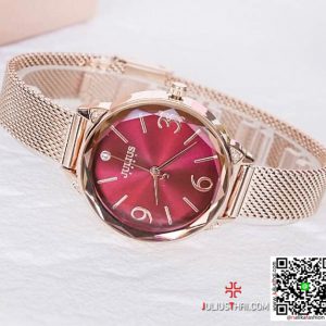 นาฬิกา Julius JA-1210 สีเเดง หน้าปัดกลม สุดเท่ห์ หรูหรา ของเเท้ ส่งฟรี มีบริการเก็บเงินปลายทาง