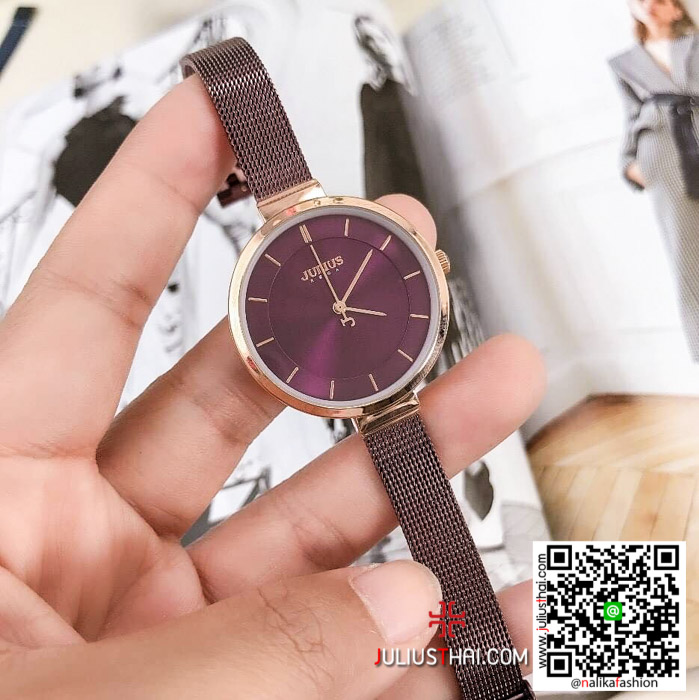 นาฬิกา Julius JA-1050 สายสแตนเลส สีน้ำตาลม่วง เก๋ๆ สวยๆ ของเเท้ ส่งฟรี มีบริการเก็บเงินปลายทาง นาฬิกา Julius JA-1050 สายสแตนเลส สีน้ำตาลม่วง เก๋ๆ สวยๆ ของเเท้ ส่งฟรี มีบริการเก็บเงินปลายทาง