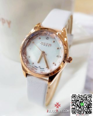 นาฬิกา Julius JA-973 สายหนัง สีขาว สวยมากๆ เก๋ๆ ของเเท้ ส่งฟรี มีบริการเก็บเงินปลายทาง