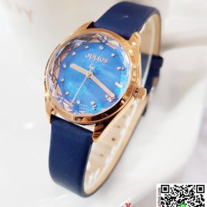 นาฬิกา Julius JA-973 สายหนัง สีน้ำเงิน สวยมากๆ เก๋ๆ ของเเท้ ส่งฟรี มีบริการเก็บเงินปลายทาง