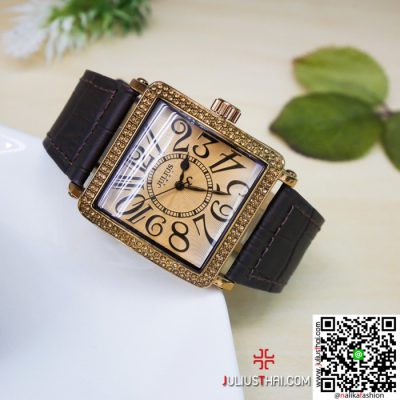 นาฬิกา Julius JA-612 สีดำ หน้าปัดเหลี่ยม สวย ดูดี มีสไตล์ ส่งฟรี มีบริการเก็บเงินปลายทาง